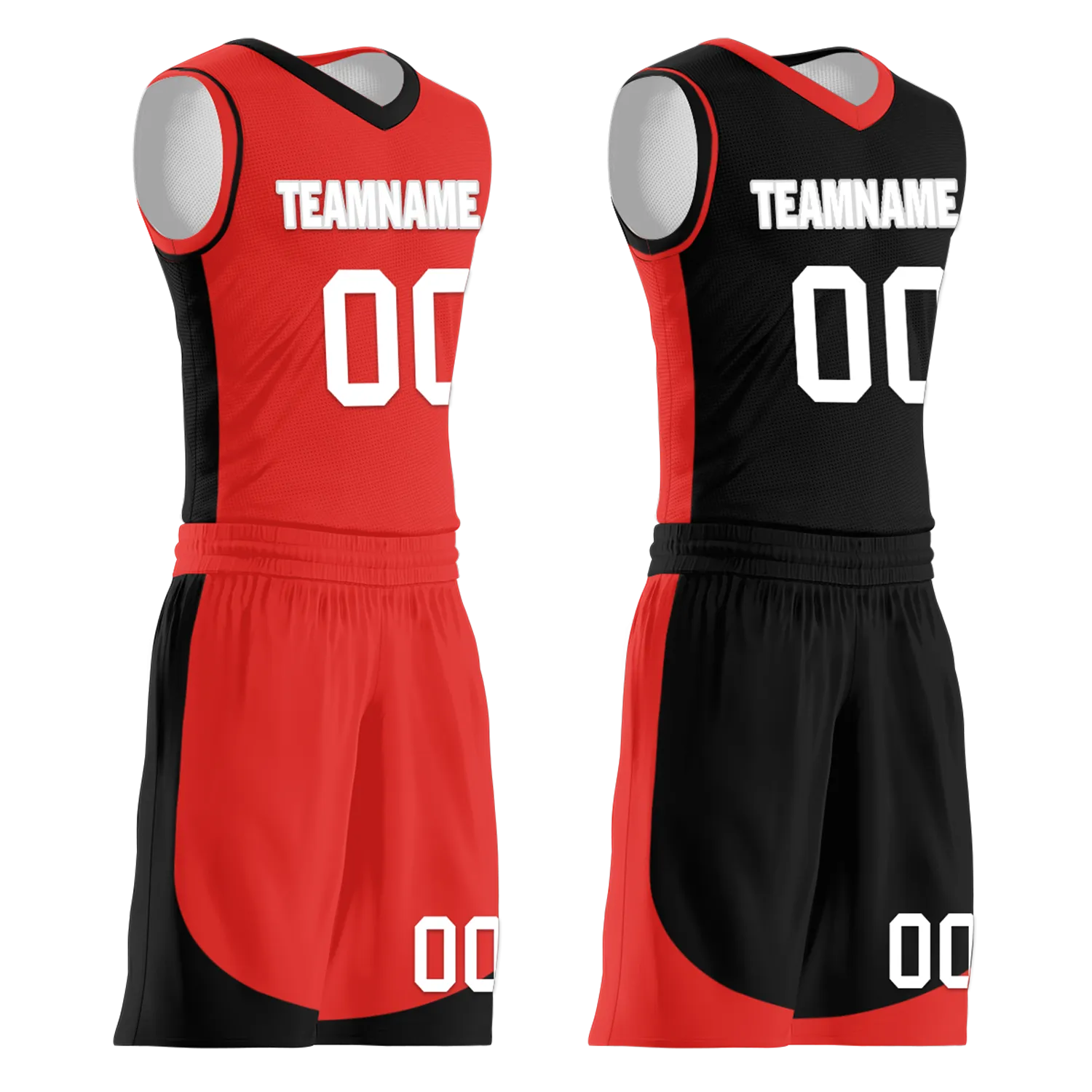 Custom Red Black Classic Style Reversible Basketball Uniform Personalized BBJR-D017042