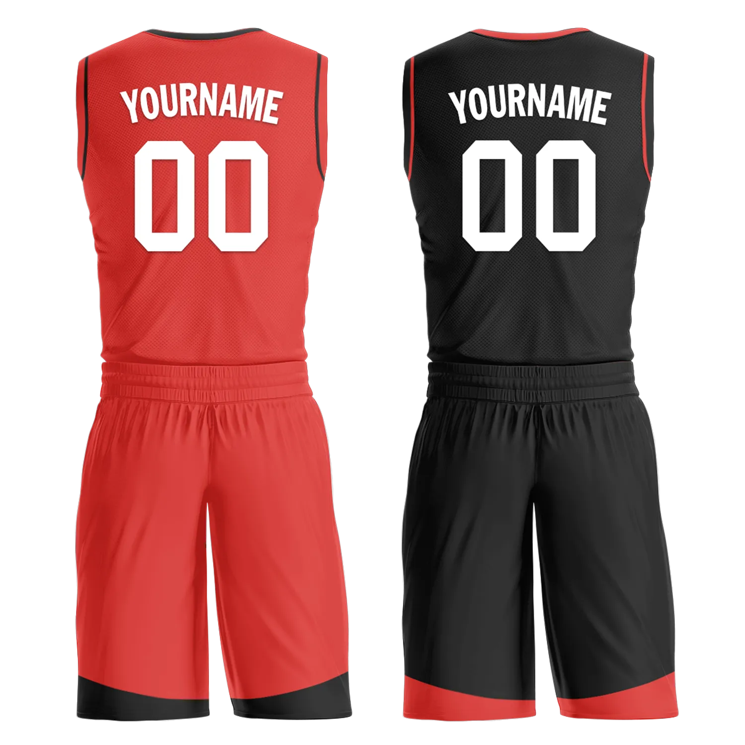 Custom Red Black Classic Style Reversible Basketball Uniform Personalized BBJR-D017042