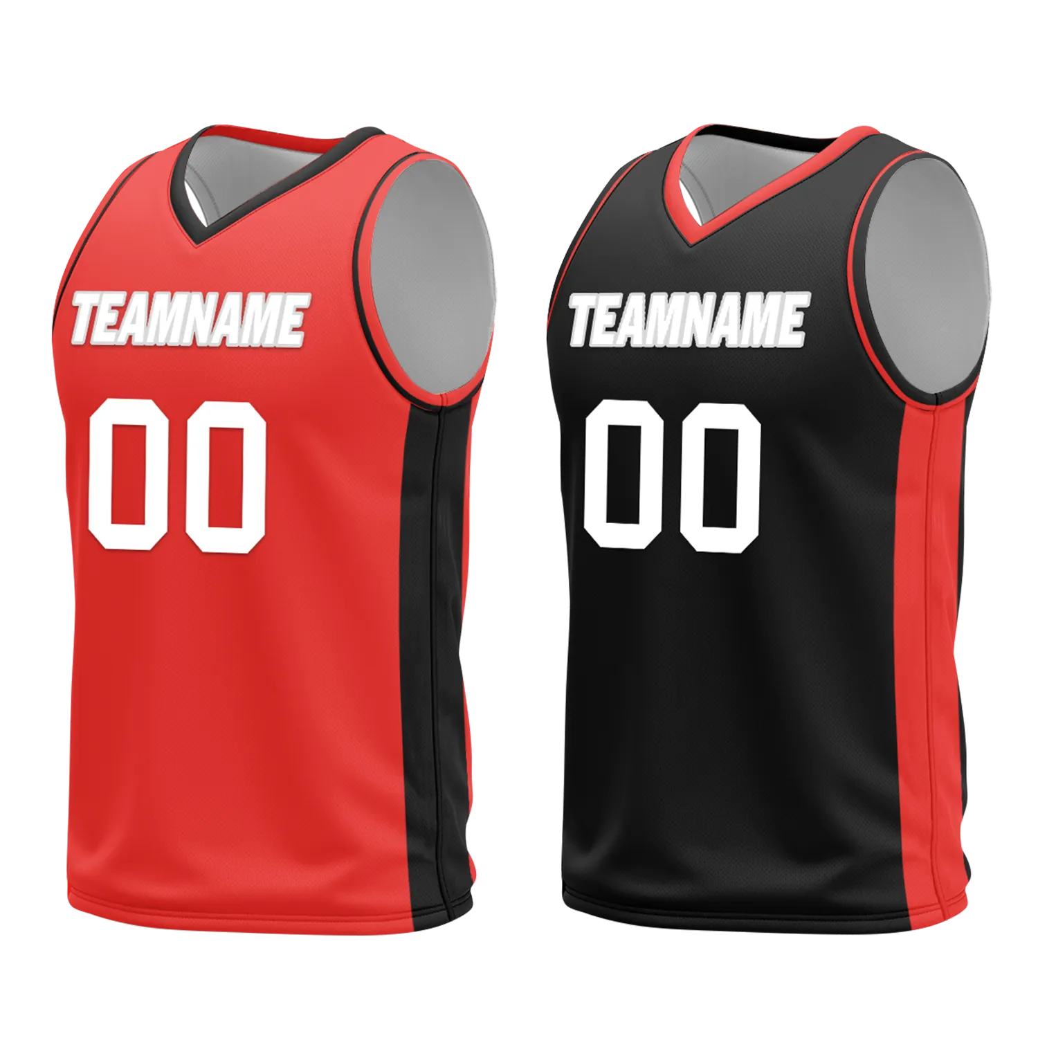 Custom Red Black Classic Style Reversible Basketball Uniform Personalized BBJR-D017042