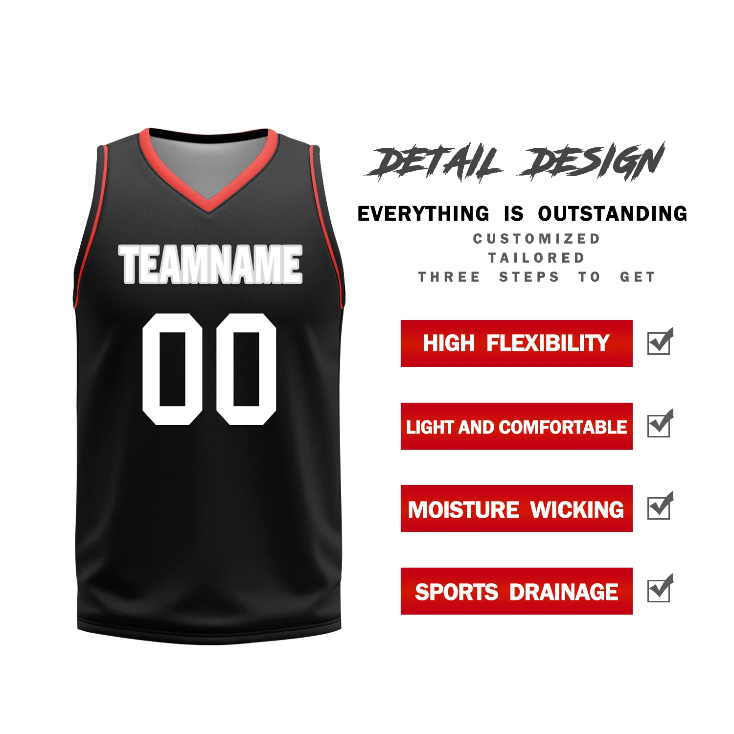 Custom Red Black Classic Style Reversible Basketball Uniform Personalized BBJR-D017042