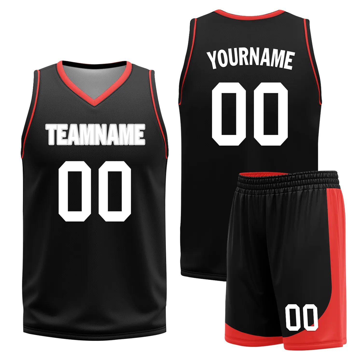Custom Red Black Classic Style Reversible Basketball Uniform Personalized BBJR-D017042