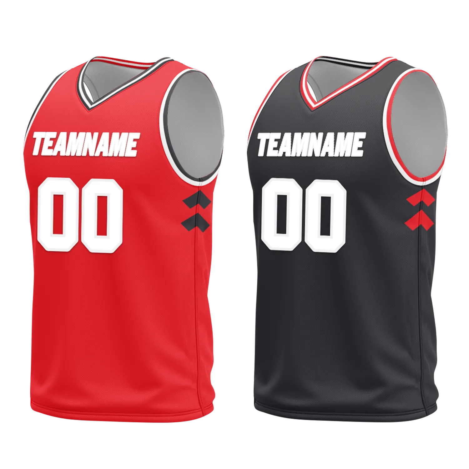 Custom Red Black Classic Style Reversible Basketball Uniform Personalized COOLMAX BBJR-D017025