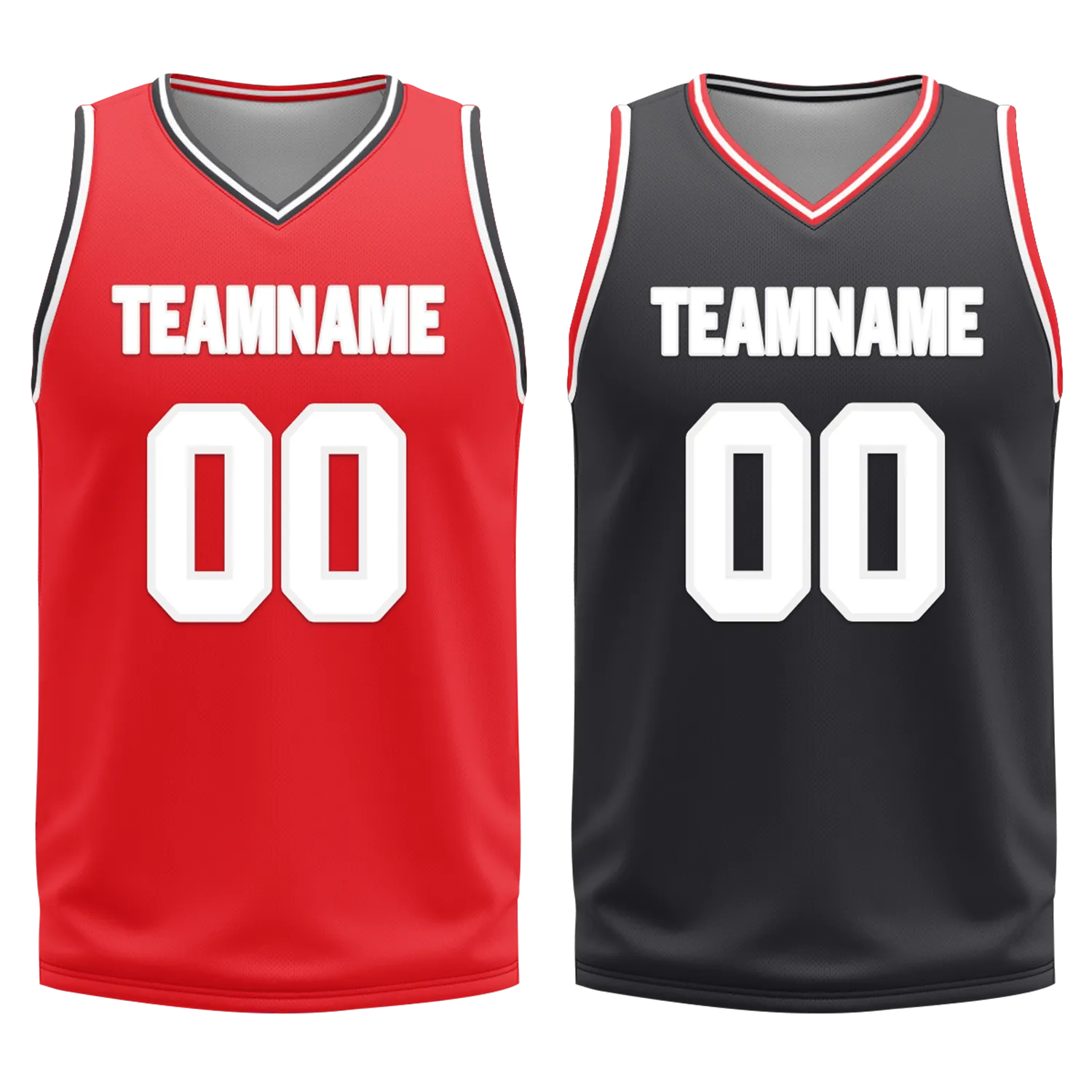 Custom Red Black Classic Style Reversible Basketball Uniform Personalized COOLMAX BBJR-D017025
