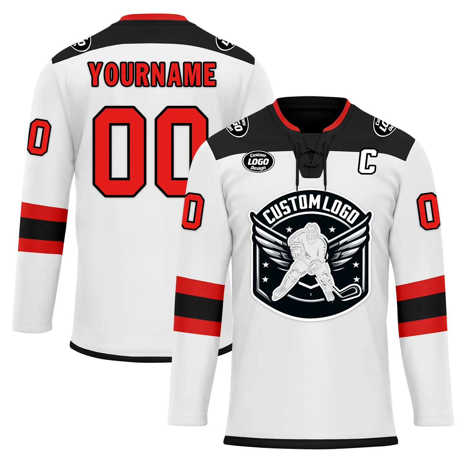 Custom White Black Personalized Hockey Jersey HCKJ01-D0a700c
