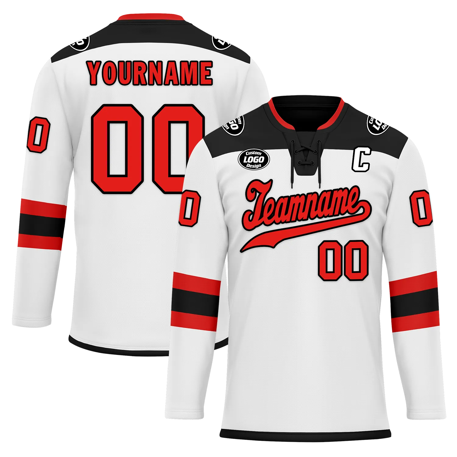 Custom White Black Personalized Hockey Jersey HCKJ01-D0a700c