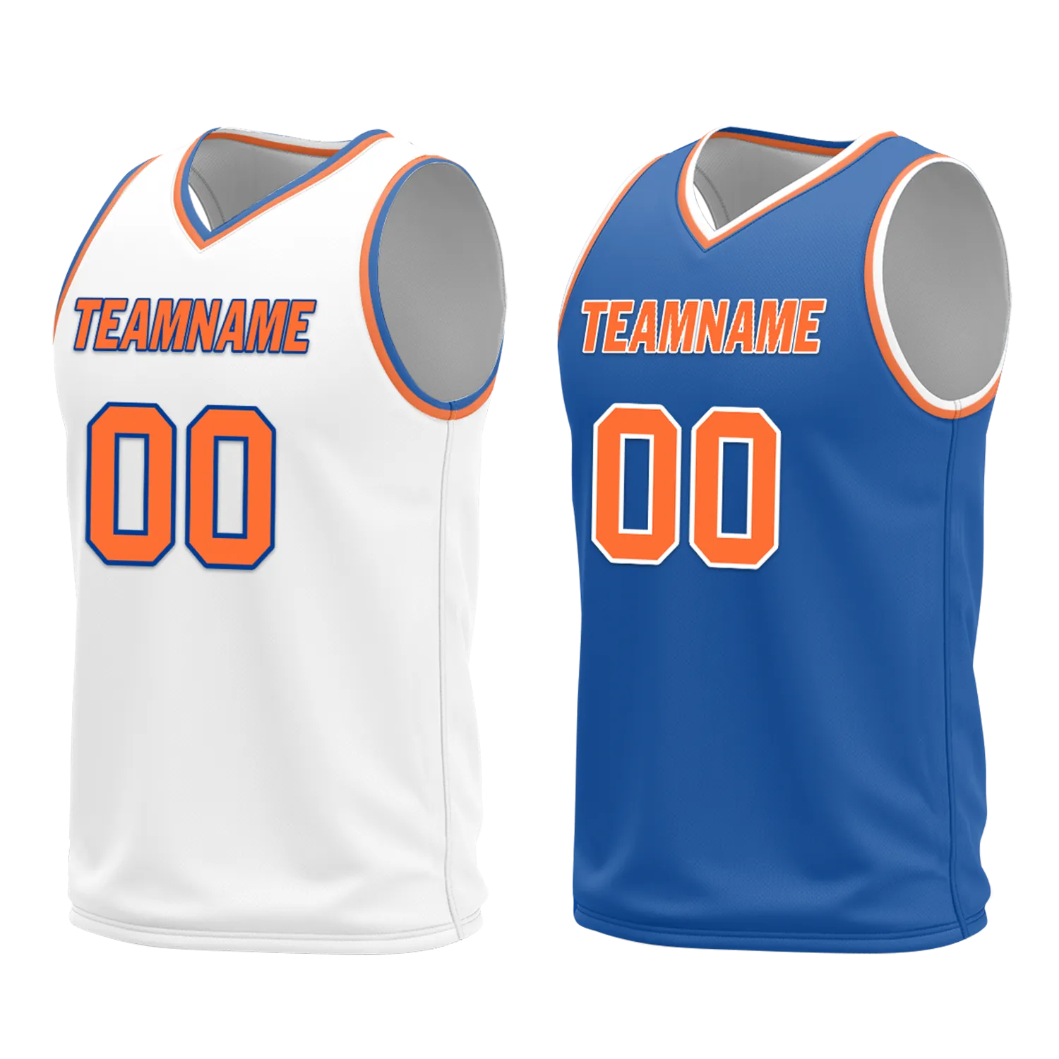 Custom White Blue Classic Style Reversible Basketball Uniform Personalized BBJR-D017016