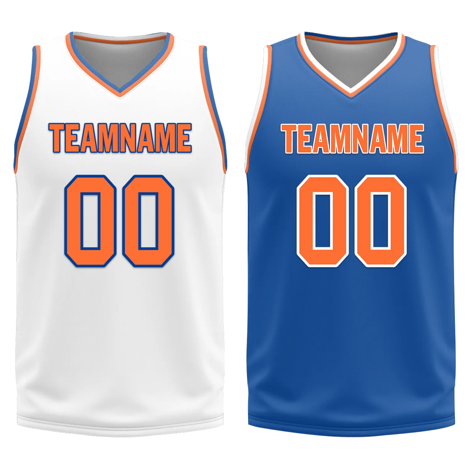 Custom White Blue Classic Style Reversible Basketball Uniform Personalized BBJR-D017016