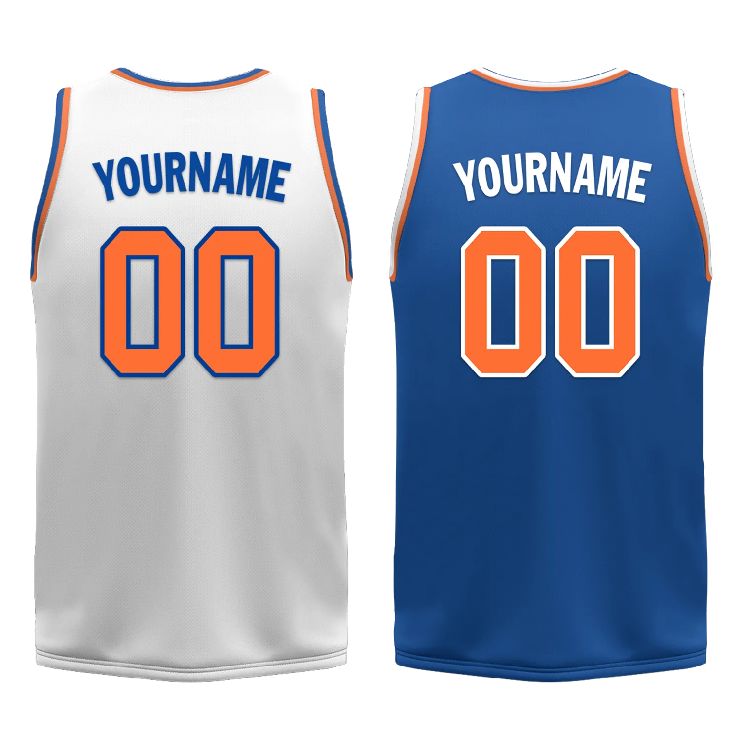Custom White Blue Classic Style Reversible Basketball Uniform Personalized BBJR-D017016