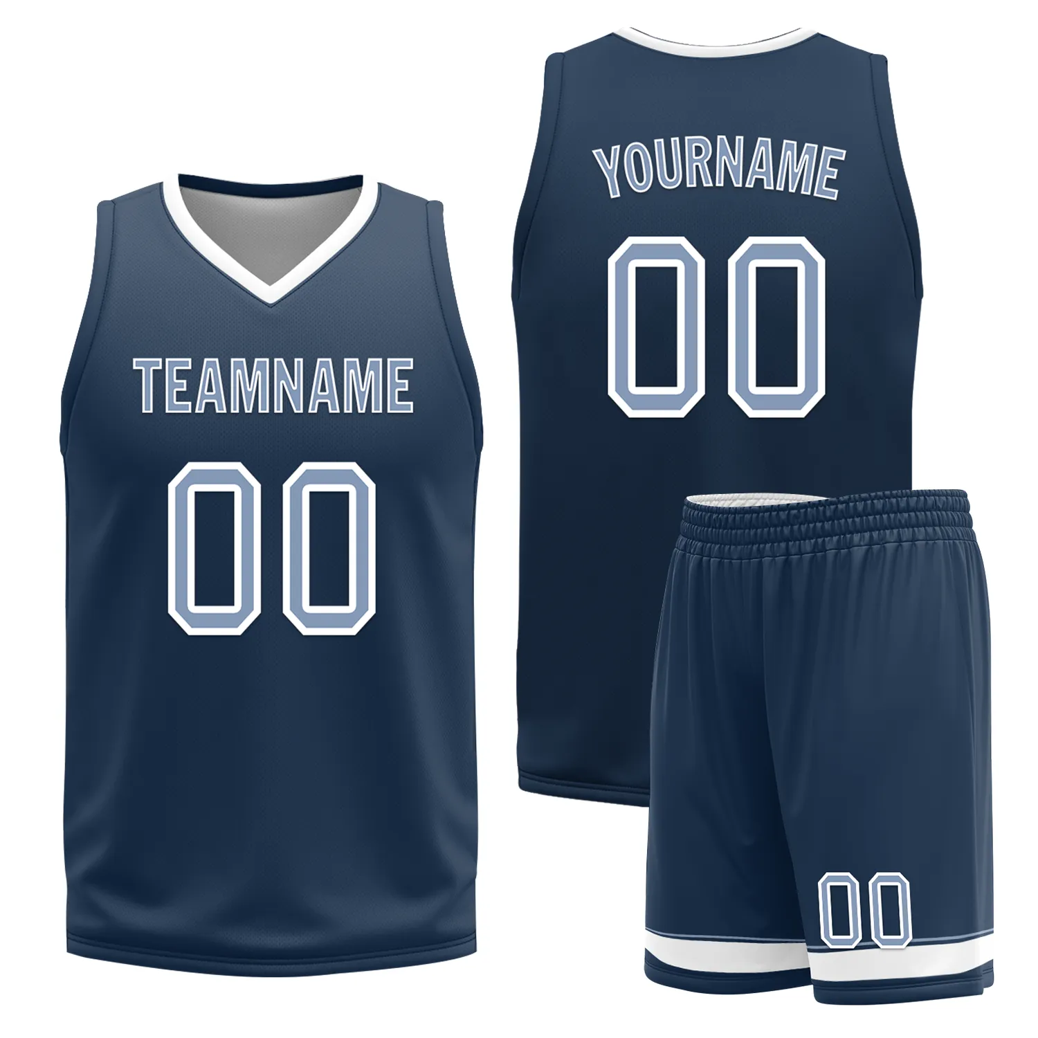 Custom White Blue Classic Style Reversible Basketball Uniform Personalized BBJR-D017043