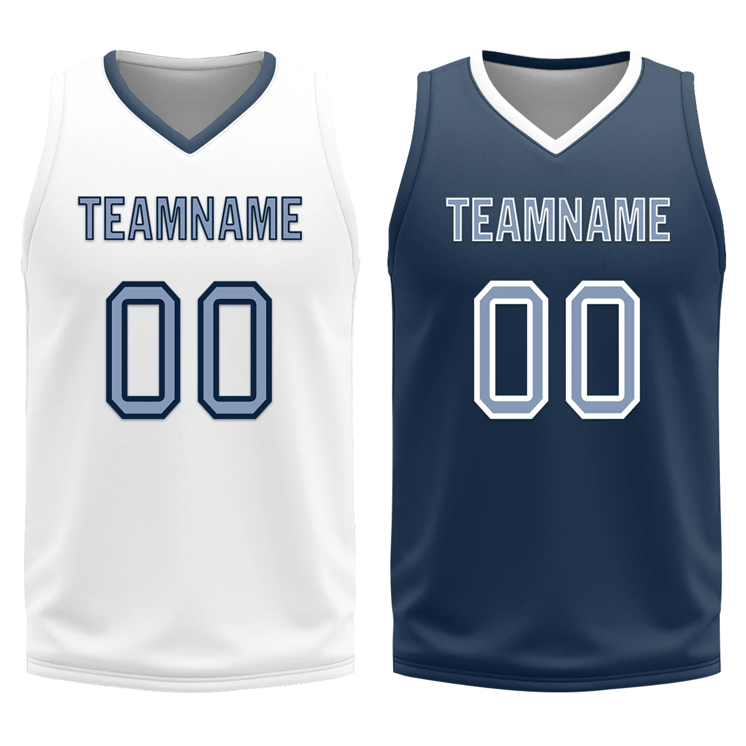 Custom White Blue Classic Style Reversible Basketball Uniform Personalized BBJR-D017043