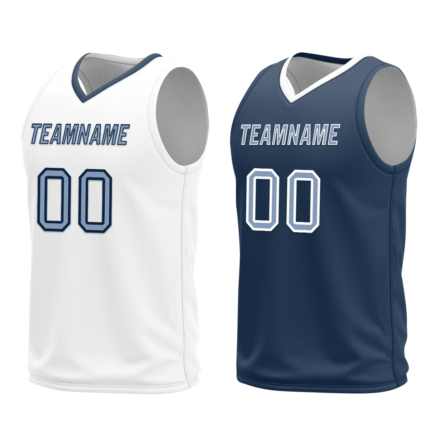 Custom White Blue Classic Style Reversible Basketball Uniform Personalized BBJR-D017043