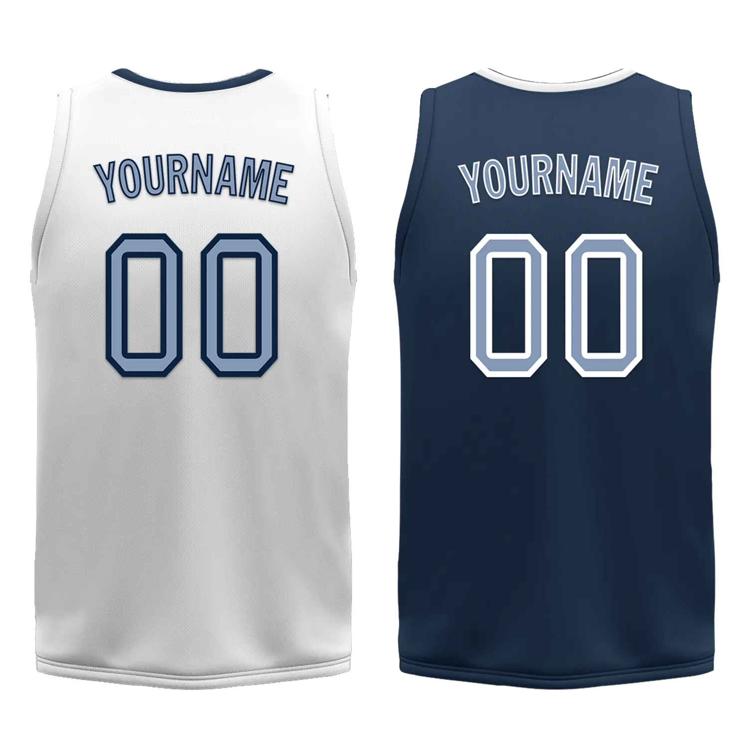 Custom White Blue Classic Style Reversible Basketball Uniform Personalized BBJR-D017043