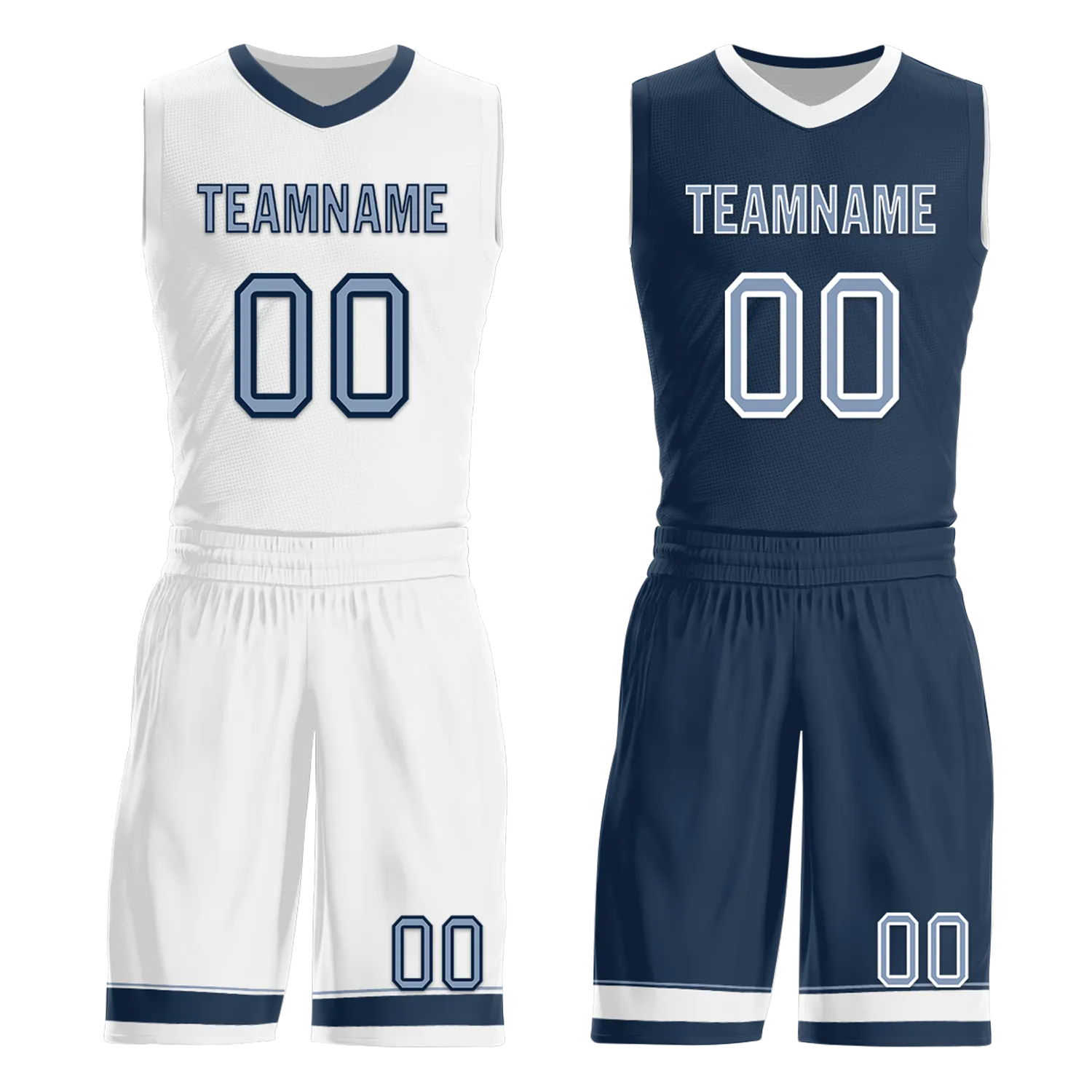 Custom White Blue Classic Style Reversible Basketball Uniform Personalized BBJR-D017043