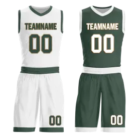 Custom White Green Classic Style Reversible Basketball Uniform Personalized BBJR-D017002