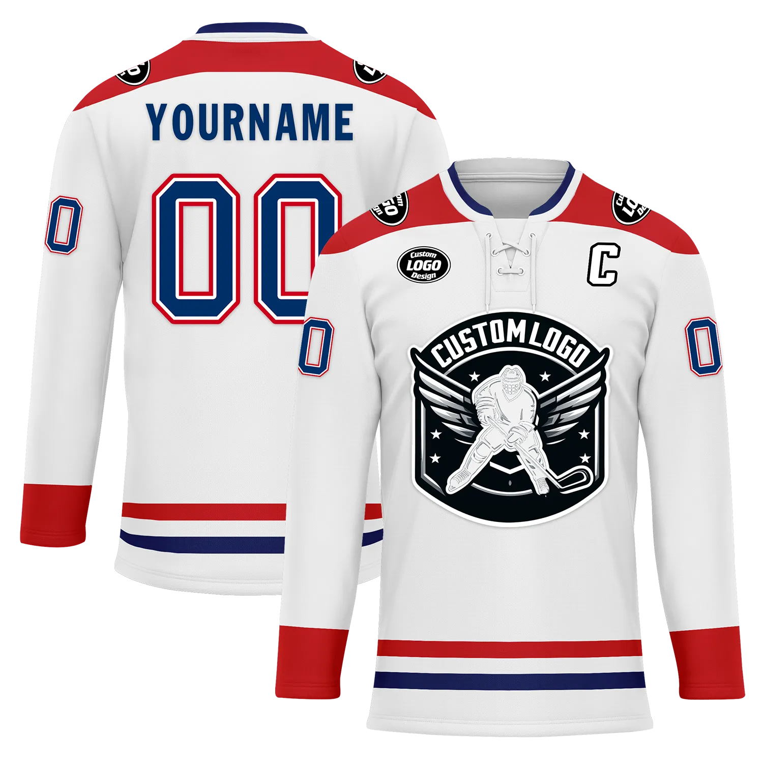 Custom White Red Personalized Hockey Jersey HCKJ01-D0a70a8