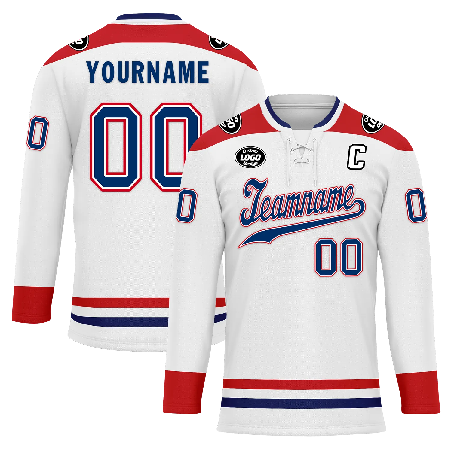 Custom White Red Personalized Hockey Jersey HCKJ01-D0a70a8