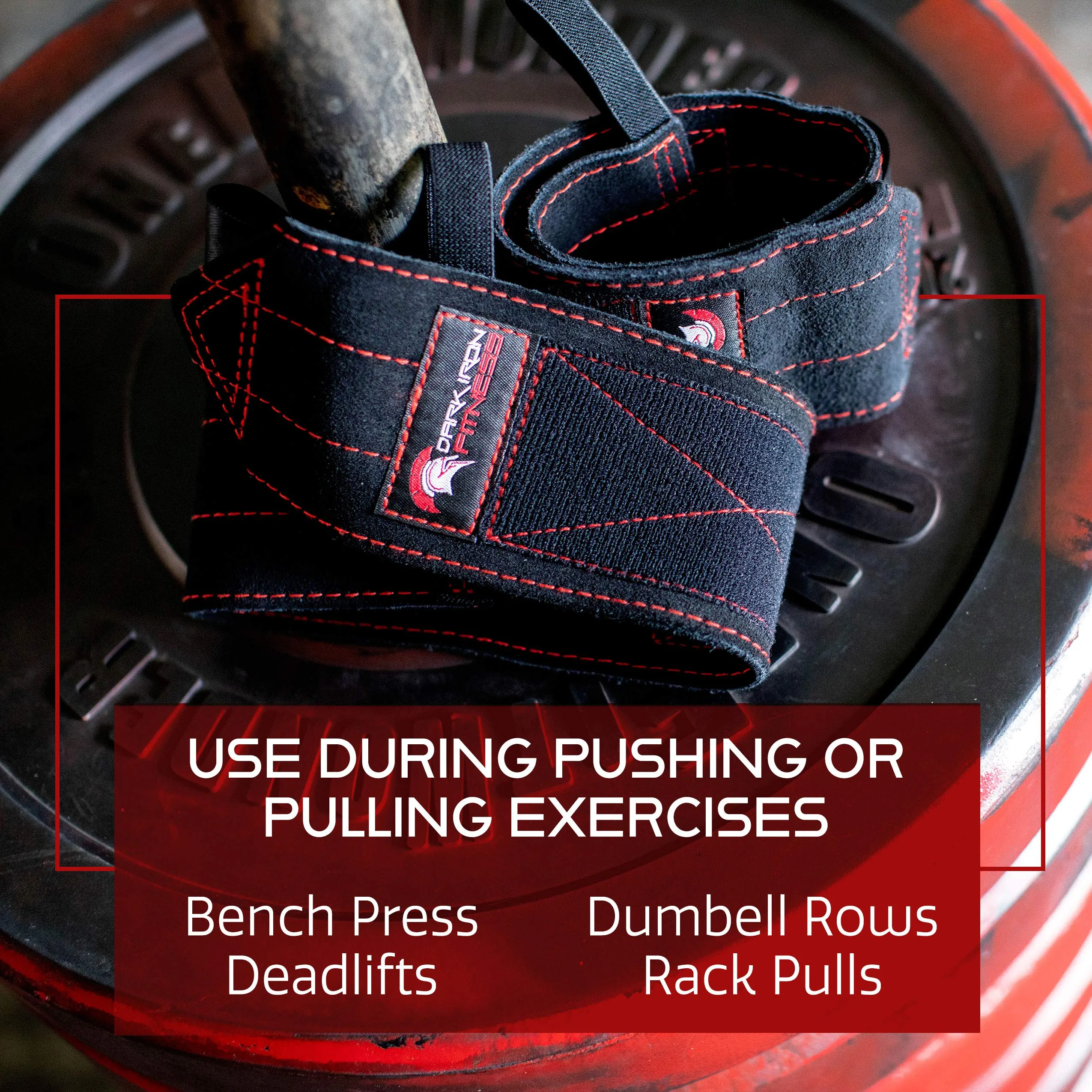 Dark Iron Fitness Leather Weight Lifting Wrist Wraps - Brace for Lifting