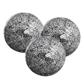Decorative Balls Set of 3 Glass Mosaic Sphere Dia 5" (Gold
