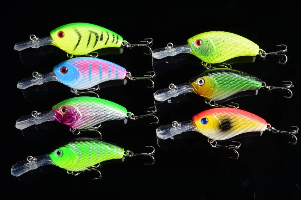Durable 9cm Popper Crank Bait Fishing Lures Set, 7x