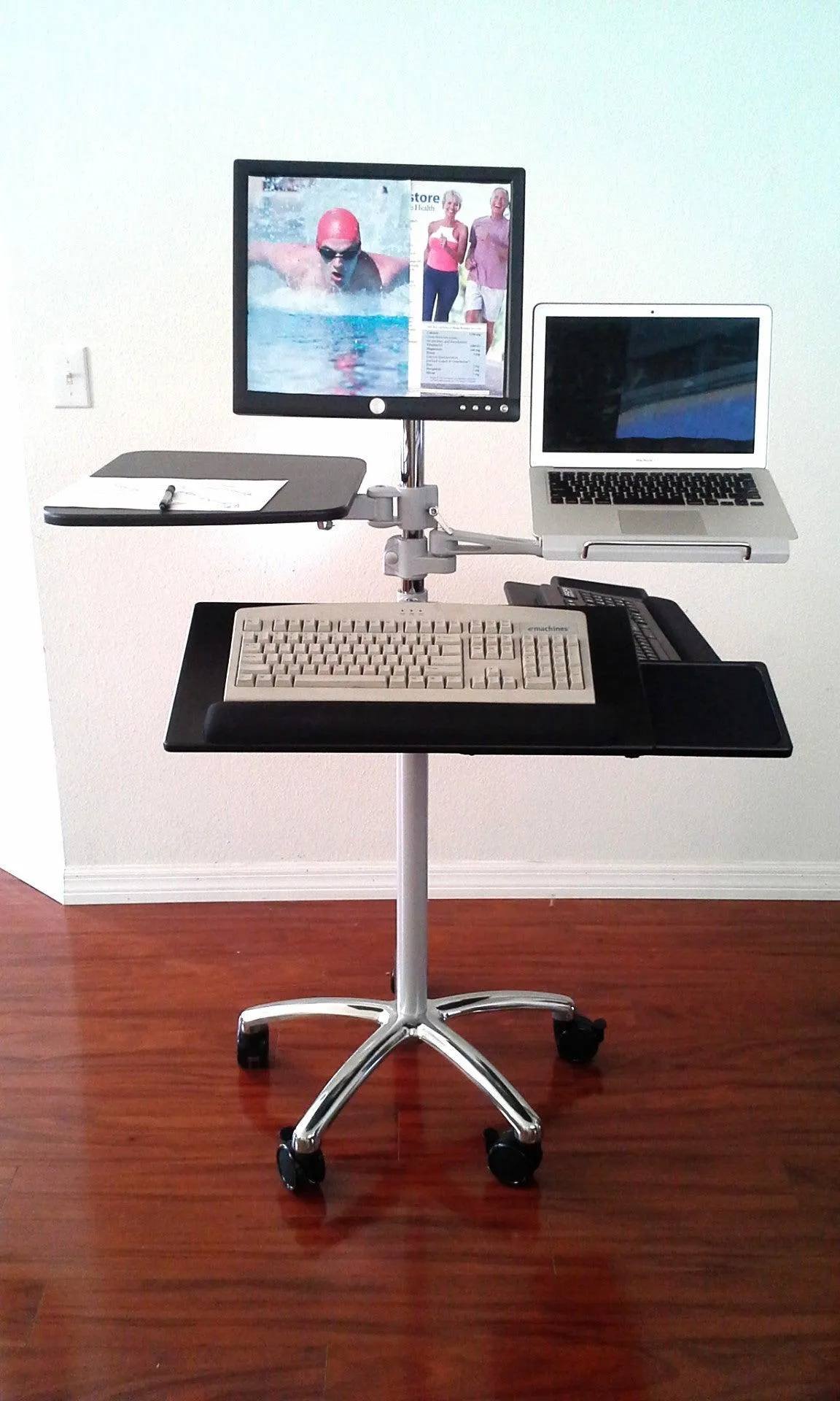 DVC04-BYO Portable Computer Pole Stand - (Pole with caster base alone) - Build Your Own Computer Desk or Medical Pole
