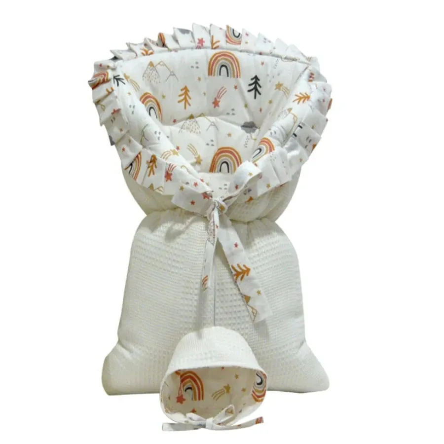 Elmalella Tulip Newborn Cocoon/ Hat (Ivory)