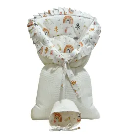 Elmalella Tulip Newborn Cocoon/ Hat (Ivory)