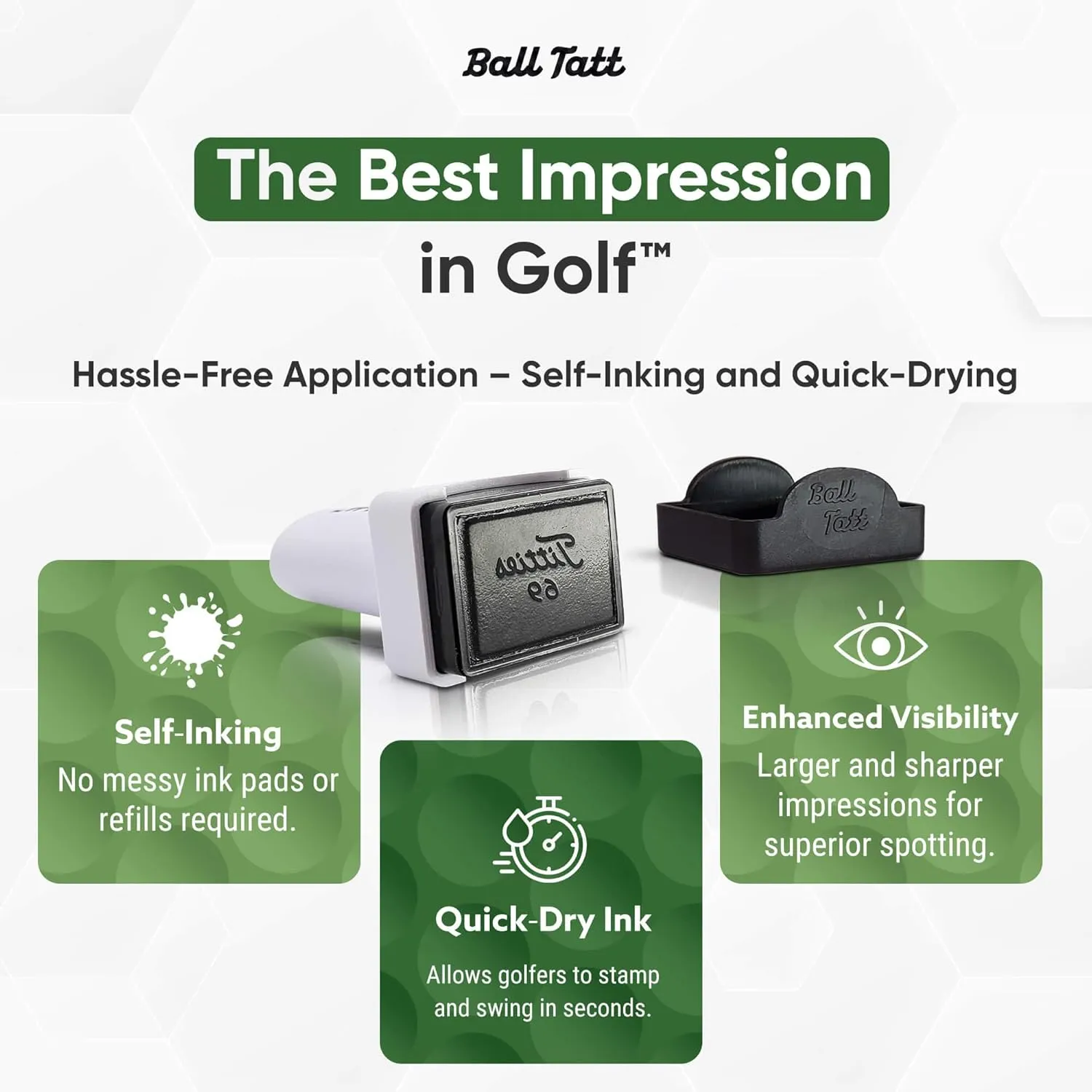 Golf Ball Stamp - Self-Inking Marker - Quick-Dry Permanent Marking Tool, No Leaks or Refills, Reusable & Waterproof Golfing Stamper - Ideal Gift for Golfers, Dads, (Golf Humor)