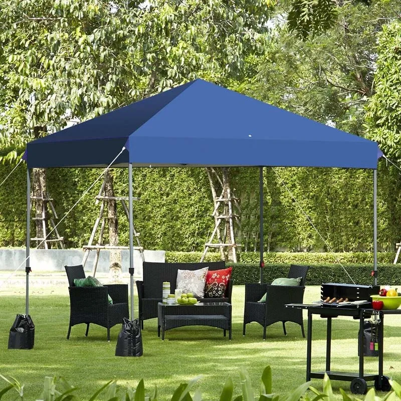 GrandShoppersHub  8’ x 8' Outdoor Pop up Canopy Tent Instant Shelter Canopy with Roller Bag & 4 Sand Bags