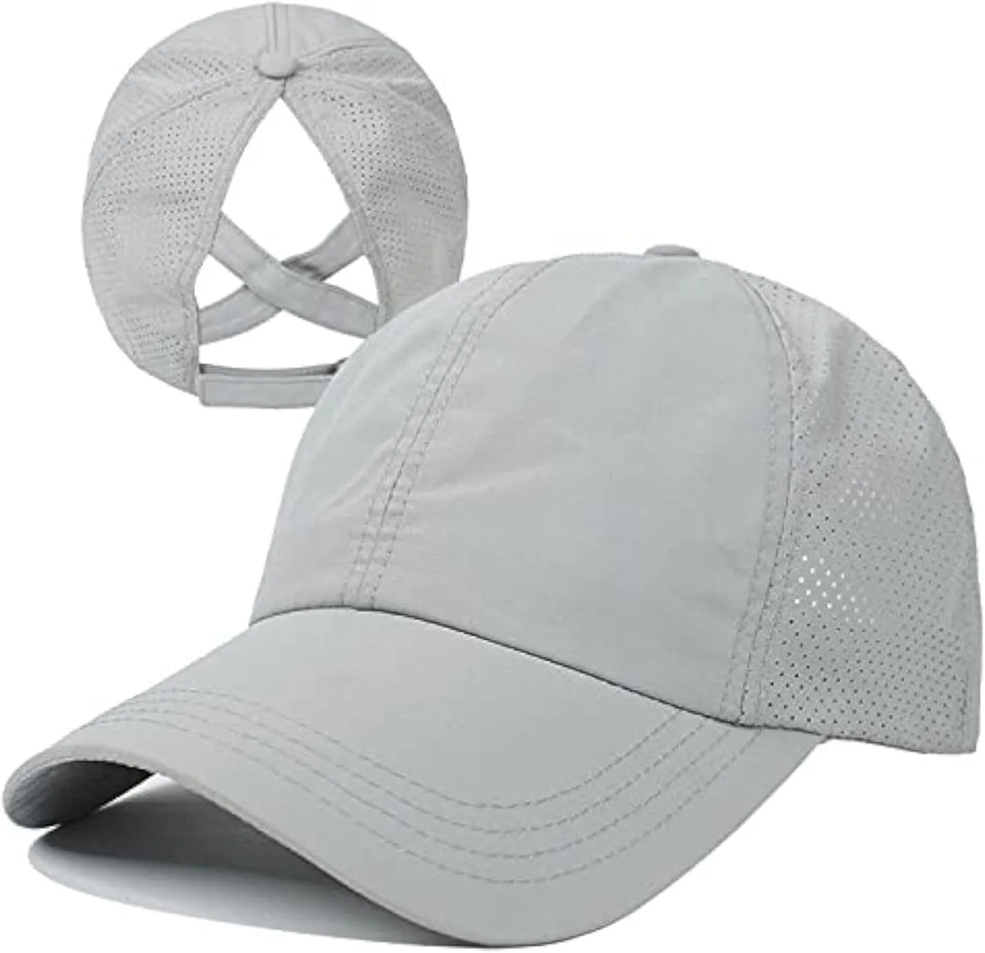 HGGE Womens Criss Cross Ponytail Baseball Cap Adjustable High Messy Bun Ponycap Quick Drying Hat