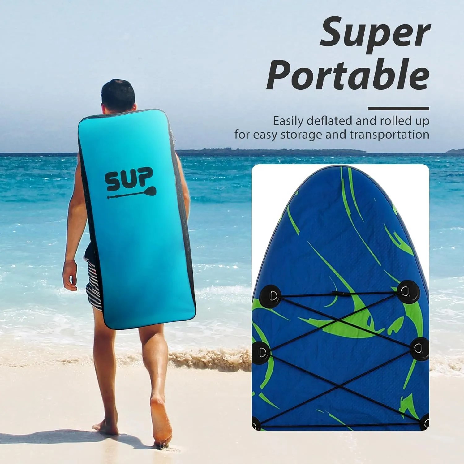 High Density Paddle Board, 106 x 33 x 6 Inflatable Stand Up Paddle Board with Pump, Carry Bags & Accessories, Premium Anti-Slip Deck Yoga Board Blow Up Paddleboard for Adults Youth