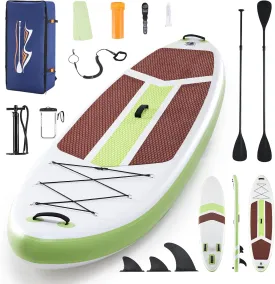 Inflatable Stand Up Paddle Board, 2 in 1 Extra Wide Non-Slip Stable Paddle Deck for Adults, Premium Paddleboard Accessories and Backpack, for Yoga, Fishing, Surfing