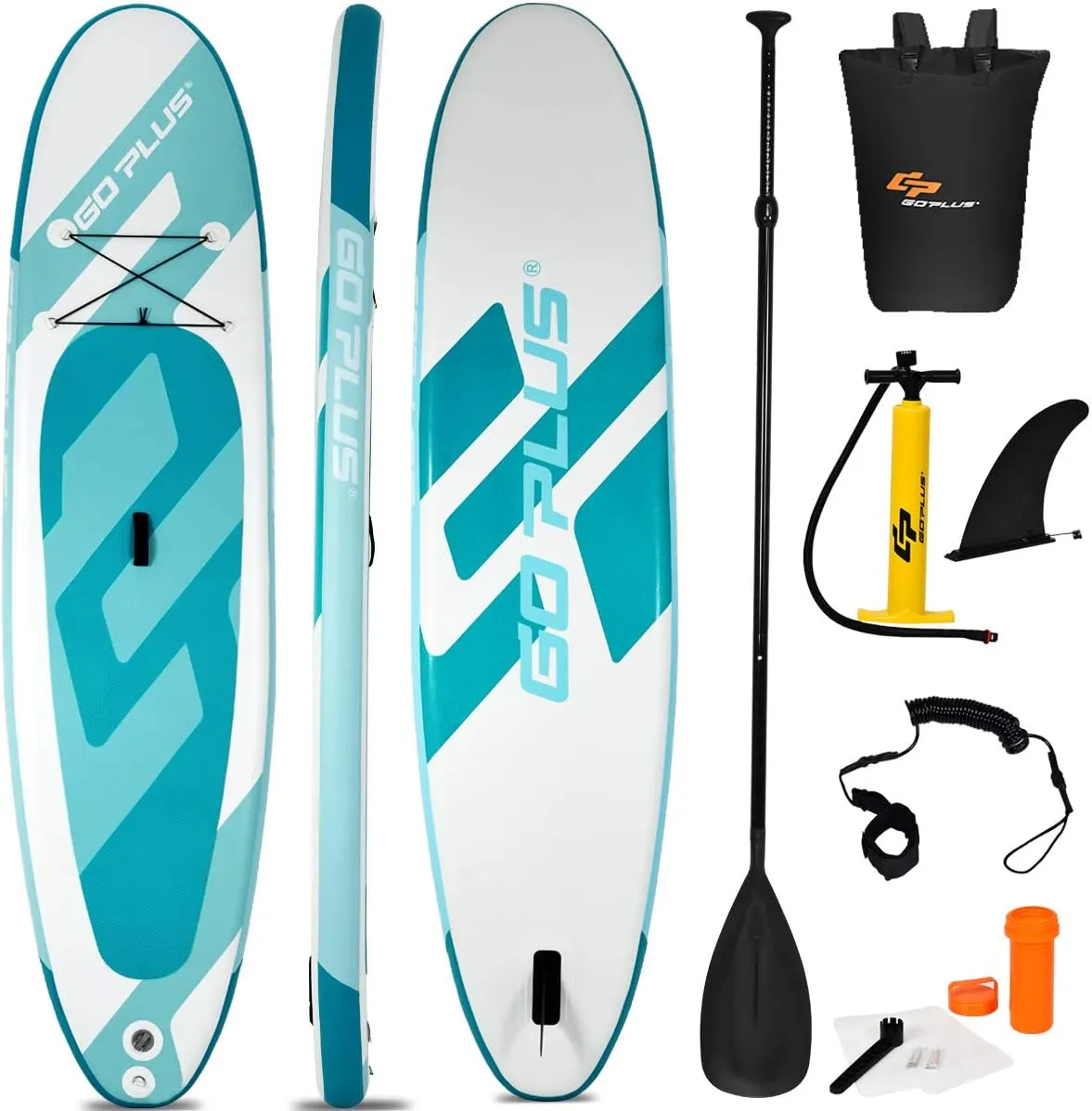 Inflatable Stand Up Paddle Board, Lightweight Surfboard Body Board with Non-Slip Deck, Adjustable Paddle, Wrist Leash, Removable Fin, Carry Bag