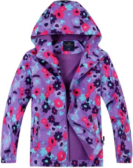 Jingle Bongala Kids Waterproof Rain Jackets Lightweight Raincoats Fleece & Knitted Lining Hooded Windbreaker for Boys Girls