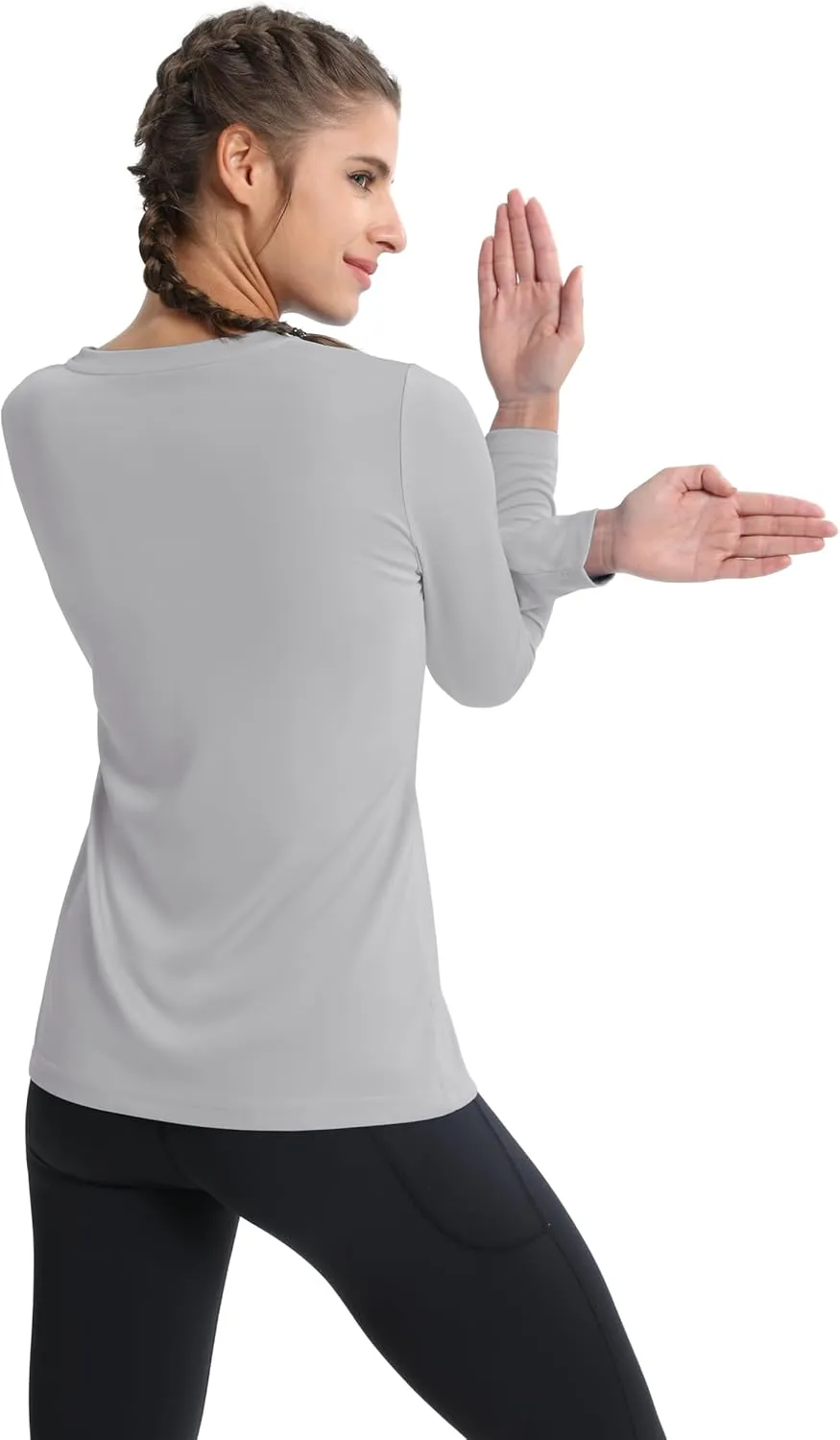 MAGCOMSEN SPF Shirts for Women Long Sleeve Workout Tops V-Neck UPF 50  UV Sun Shirt Quick Dry Performance Tees Swim Tops
