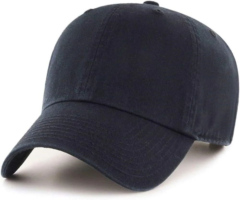 Men Women Fashion Baseball Cap, 100% Cotton Twill, Black, Unisex-Adults
