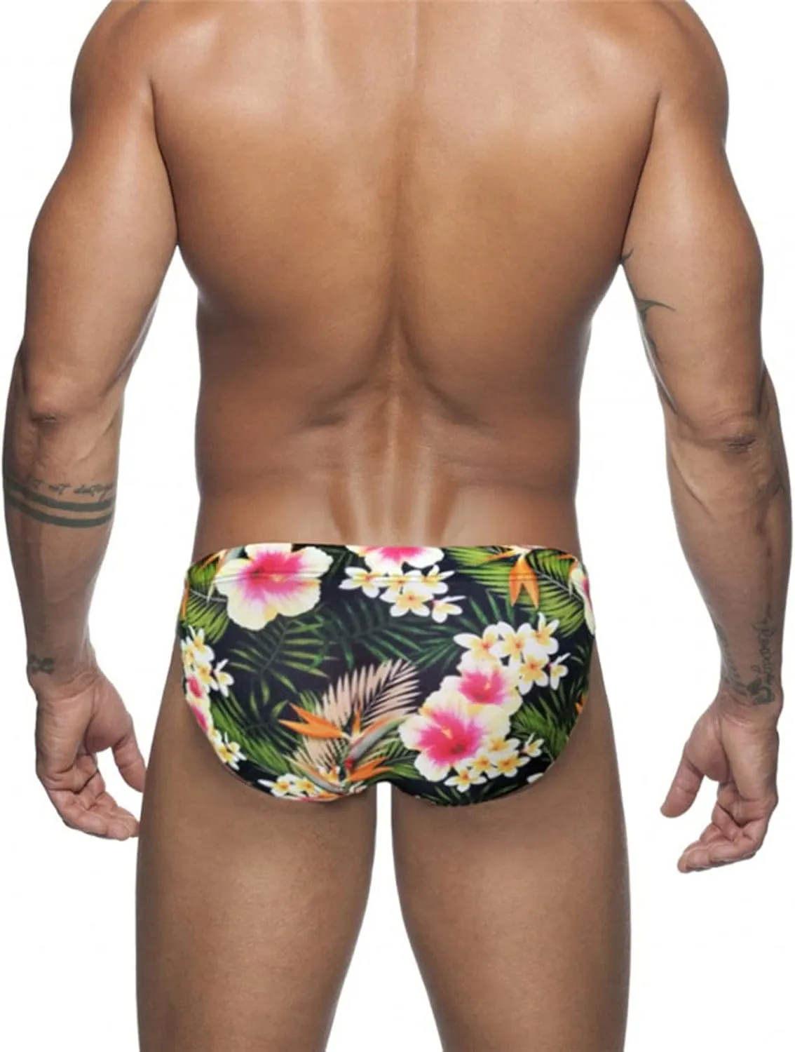 Men's Bikini Swimwear Sexy Low Rise Swimming Briefs with Adjustable Drawstring