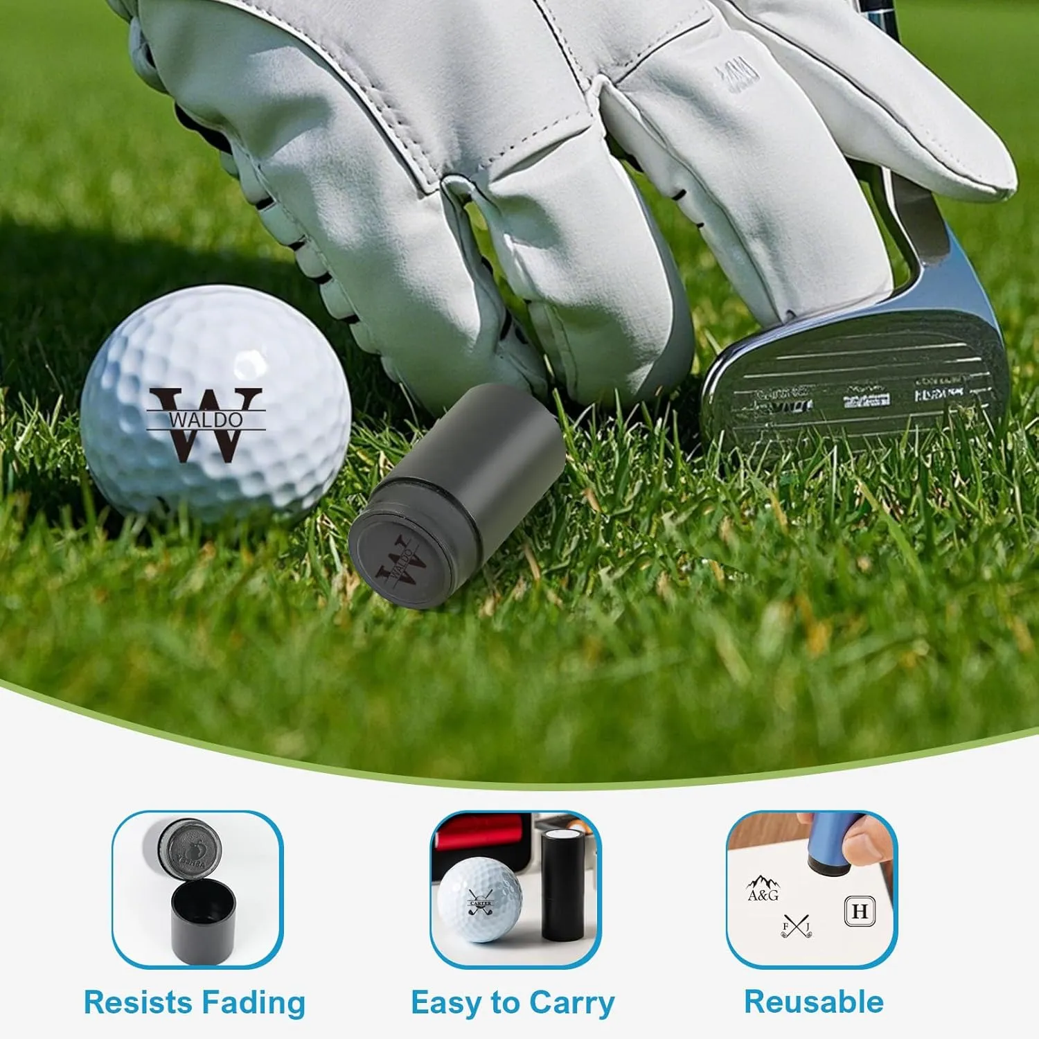 Personalized Golf Ball Stamp, Custom Golf Ball Marker Stamp, Create Your Unique Mark on Golf Balls, Waterproof Golf Ball Stamper, Golf Accessories Customized Gifts (Blue)
