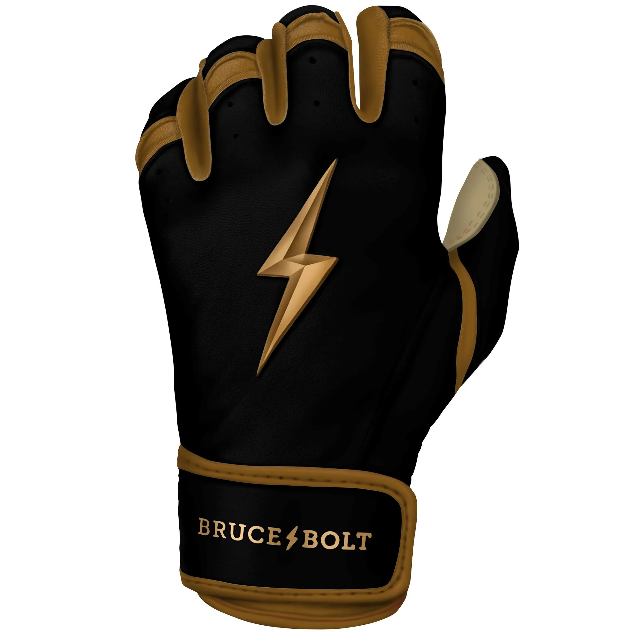PREMIUM PRO GOLD SERIES Short Cuff Batting Gloves - Gold BLACK