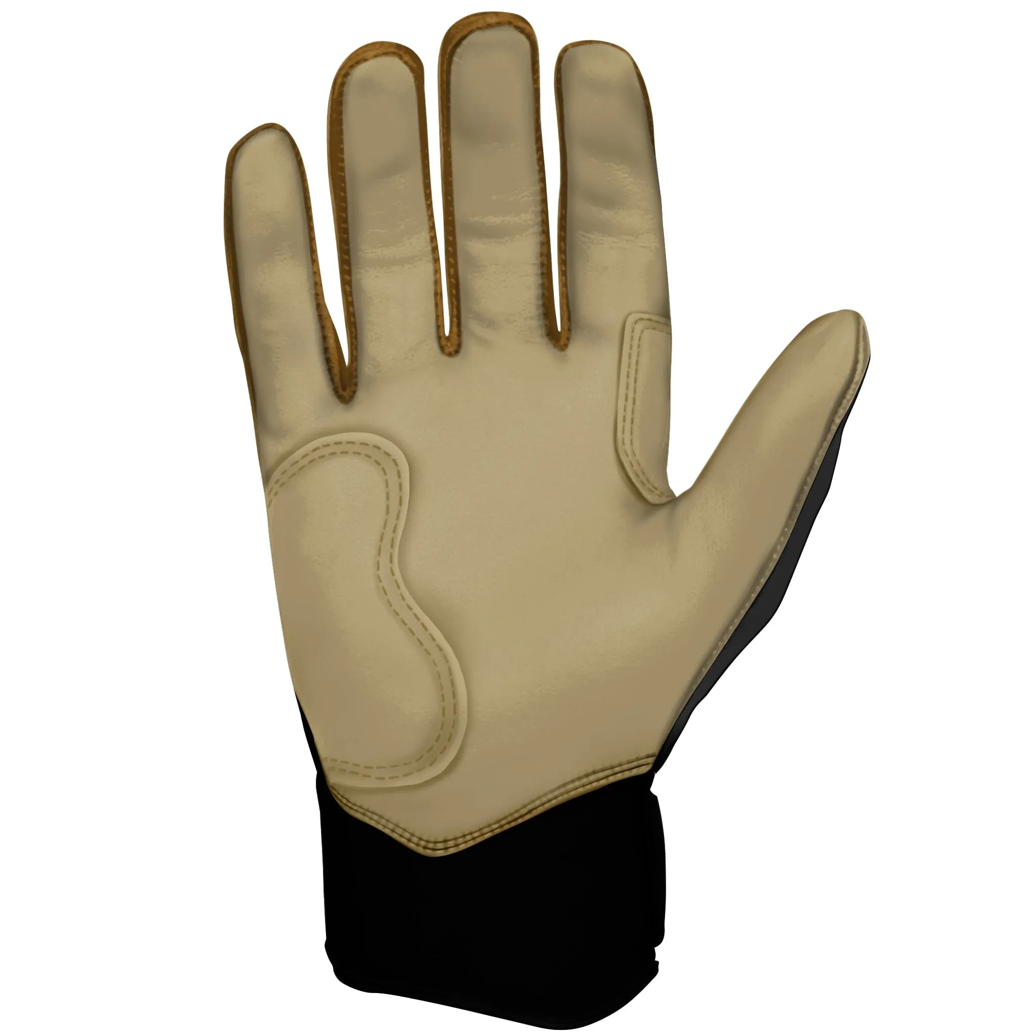 PREMIUM PRO GOLD SERIES Short Cuff Batting Gloves - Gold BLACK