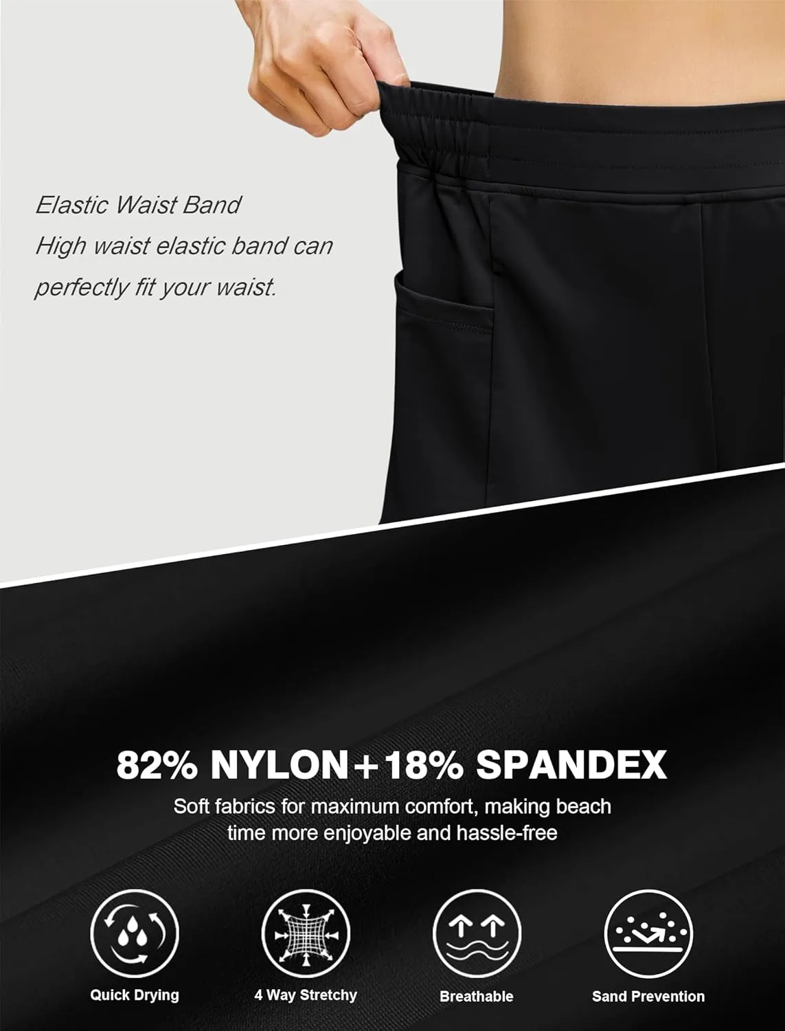 SILKWORLD Women's 5" Swim Board Shorts Quick Dry Elastic Beach Swimming Shorts for Women with Liner Pockets