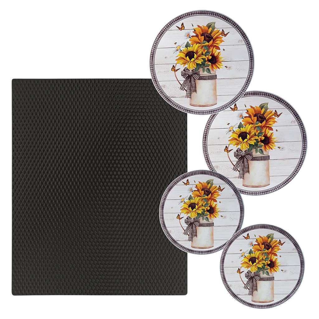 SM1720BL5136 5 Piece Set: 17 x 20-Inch Black Matte Counter Mat and 4-Pack Garden Harvest Burner Covers