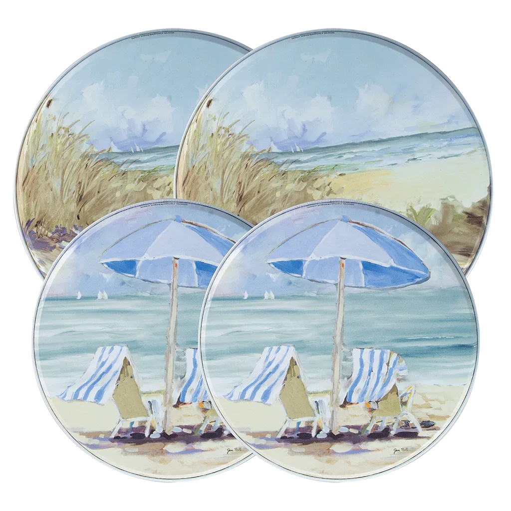 SM1720BL5138 5 Piece Set: 17 x 20-Inch Black Matte Counter Mat and 4-Pack Seaside Retreat Burner Covers
