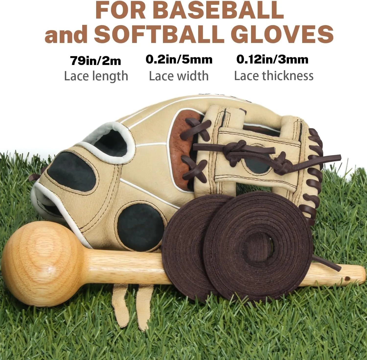 Softball Baseball Glove Lace, Mitt Lace Repair Kit Includes 2 Leather Laces and Lacing Needle for Catcher's Glove
