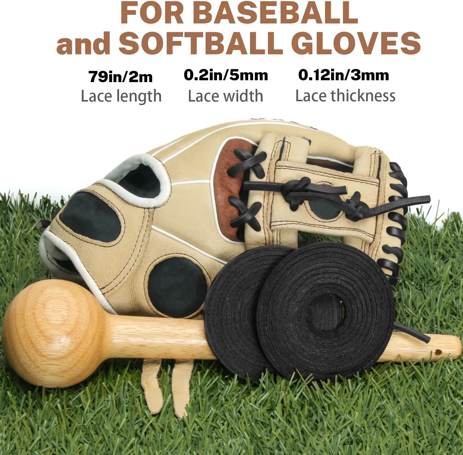 Softball Baseball Glove Lace, Mitt Lace Repair Kit Includes 2 Leather Laces and Lacing Needle for Catcher's Glove
