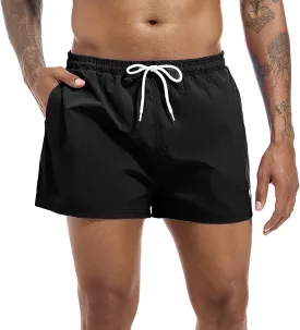Swim Trunks Mens 3 Inch Mesh Liner Men's Swimwear Bathing Suit Short Swimming Trunks for Men Beach Shorts