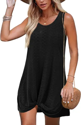 Swimsuit Coverup for Women 2025 Bathing Suit Beach Vacation Clothes for Women Crew Neck Twisted Summer Dress