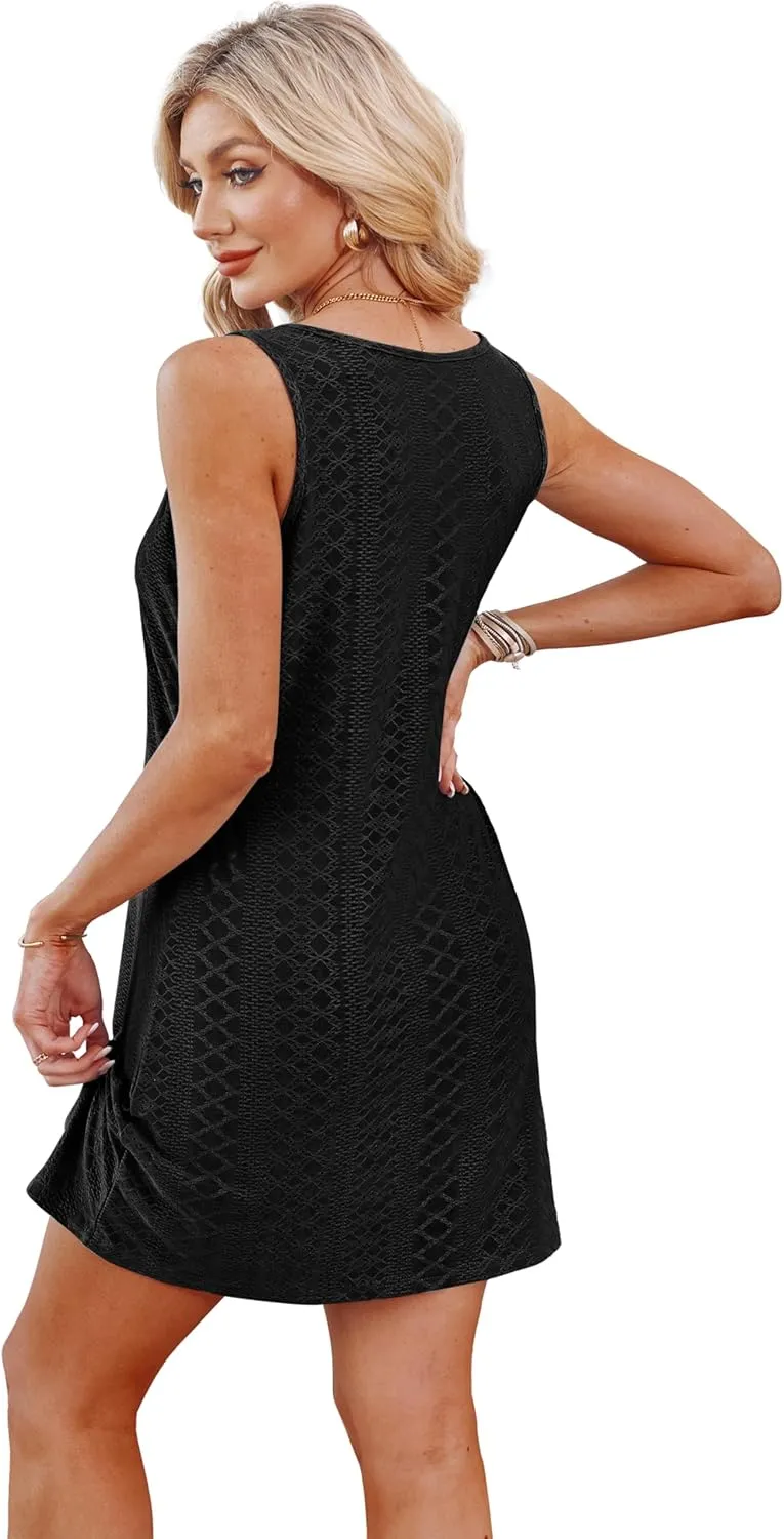 Swimsuit Coverup for Women 2025 Bathing Suit Beach Vacation Clothes for Women Crew Neck Twisted Summer Dress