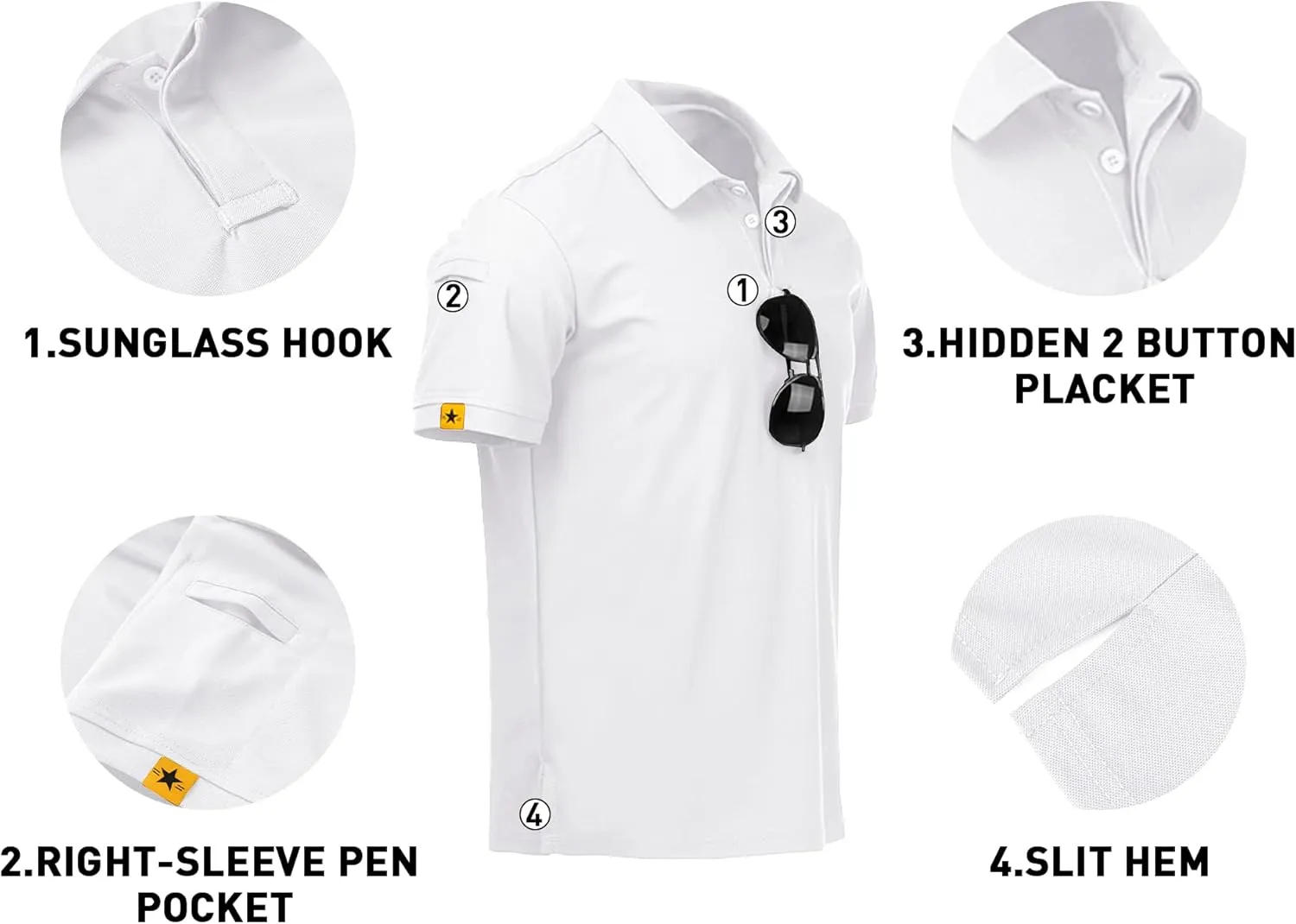 V VALANCH Polo Shirts for Men 4 Pack Short Sleeve Cool Dri Collared Tennis Golf Shirts