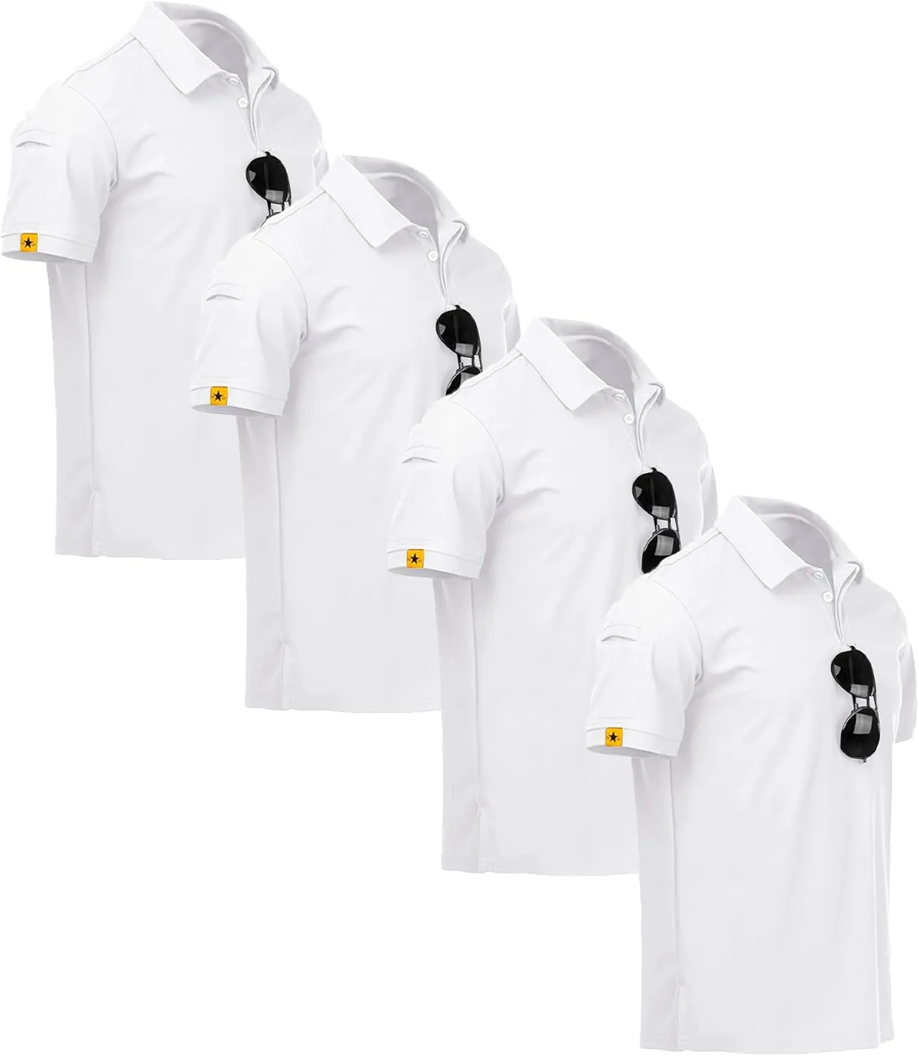 V VALANCH Polo Shirts for Men 4 Pack Short Sleeve Cool Dri Collared Tennis Golf Shirts