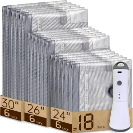 Vacuum Storage Bags for Travel with Rechargeable air Pump, 18 Pack Carry-on Size Compression Packing for Luggage and Suitcase, Space Saver Bags for Clothes and Clothing Travel